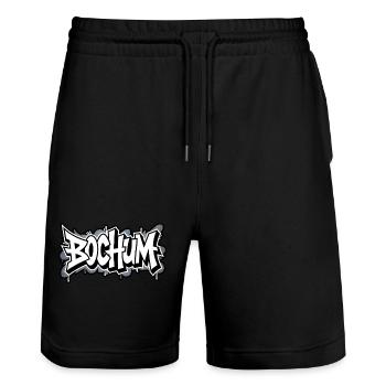 Bochum Graffiti - Stanley/Stella Unisex Bio Joggingshorts Trainer  - Schwarz - Vorne - Nik (191cm) & Marisol (170cm)
