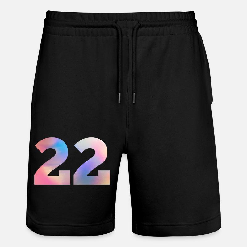 Bunte Zahl 22 - Stanley/Stella Unisex Bio Joggingshorts Trainer  - Schwarz