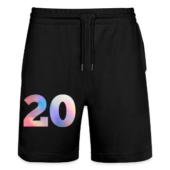 Colorful Number 20 - Stanley/Stella Trainer Unisex Organic Jogging Shorts - black - Front - Nik (191cm) & Marisol (170cm)
