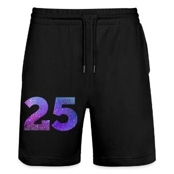 Number 25 galaxy - Stanley/Stella Trainer Unisex Organic Jogging Shorts - black - Front - Nik (191cm) & Marisol (170cm)