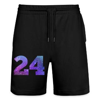 Numéro 24 galaxie - Short de jogging bio TRAINER Stanley/Stella unisexe - noir - Devant - Nik (191cm) & Marisol (170cm)