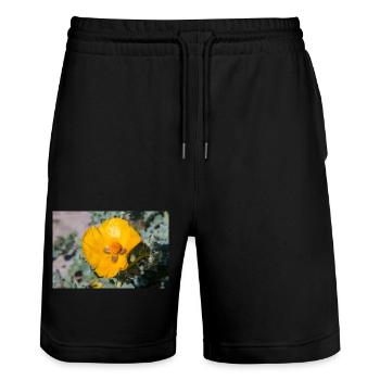 Hornmohn auch Hornmohn oder Seemohn (Gelber - Stanley/Stella Unisex Bio Joggingshorts Trainer  - Schwarz - Vorne - Nik (191cm) & Marisol (170cm)