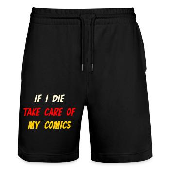Comic Collectors and Comic Book Reader Lover Funny - Stanley/Stella Trainer Unisex Organic Jogging Shorts - black - Front - Nik (191cm) & Marisol (170cm)