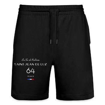 Saint Jean de Luz Pyrénées 64, Baskenland Frankreich - Stanley/Stella Unisex Bio Joggingshorts Trainer  - Schwarz - Vorne - Nik (191cm) & Marisol (170cm)
