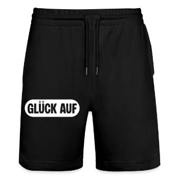 Erzgebirge Symbol - Stanley/Stella Unisex Bio Joggingshorts Trainer  - Schwarz - Vorne - Nik (191cm) & Marisol (170cm)