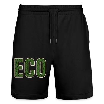 ECO Leaf Pattern Environmental Awareness Naturefriends - Stanley/Stella Trainer Unisex Organic Jogging Shorts - black - Front - Nik (191cm) & Marisol (170cm)
