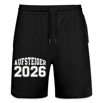 Promu 2026 - Short de jogging bio TRAINER Stanley/Stella unisexe - noir - Devant - Nik (191cm) & Marisol (170cm)