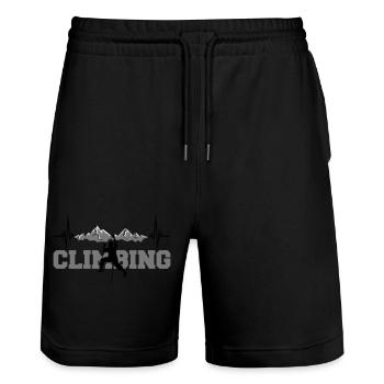 text climbing record frequency heartbeat pulse - Stanley/Stella Trainer Unisex Organic Jogging Shorts - black - Front - Nik (191cm) & Marisol (170cm)
