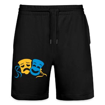 happy sad theatre actor acting mask - Stanley/Stella Trainer Unisex Organic Jogging Shorts - black - Front - Nik (191cm) & Marisol (170cm)
