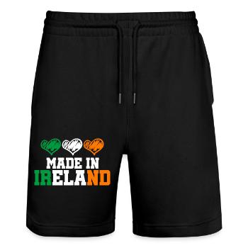 Made in Ireland Dublin Cloverleaf Made in Gift - Stanley/Stella Trainer Unisex Organic Jogging Shorts - black - Front - Nik (191cm) & Marisol (170cm)
