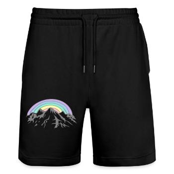 Berge - Stanley/Stella Unisex Bio Joggingshorts Trainer  - Schwarz - Vorne - Nik (191cm) & Marisol (170cm)