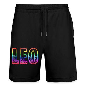leo rs regenbogen - Stanley/Stella Unisex Bio Joggingshorts Trainer  - Schwarz - Vorne - Nik (191cm) & Marisol (170cm)