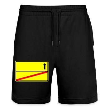 Panneau de signalisation modèle - Short de jogging bio TRAINER Stanley/Stella unisexe - noir - Devant - Nik (191cm) & Marisol (170cm)