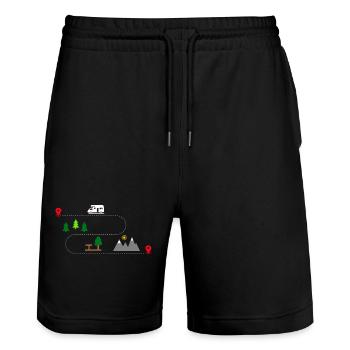 wohnmobil - Stanley/Stella Unisex Bio Joggingshorts Trainer  - Schwarz - Vorne - Nik (191cm) & Marisol (170cm)
