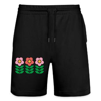 Blumen - Stanley/Stella Unisex Bio Joggingshorts Trainer  - Schwarz - Vorne - Nik (191cm) & Marisol (170cm)
