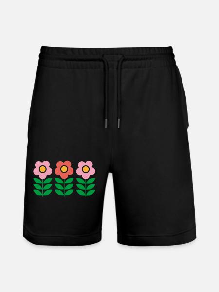Flowers - Stanley/Stella Trainer Unisex Organic Jogging Shorts - black
