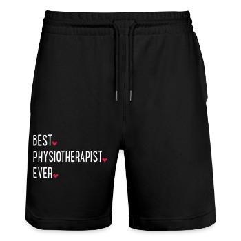 Best physiotherapist ever - Stanley/Stella Trainer Unisex Organic Jogging Shorts - black - Front - Nik (191cm) & Marisol (170cm)