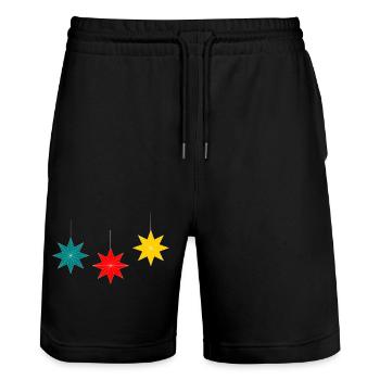 STERN. STERN. STERNE. FEST. JAHRESTAG. WEIHNACHTEN. - Stanley/Stella Unisex Bio Joggingshorts Trainer  - Schwarz - Vorne - Nik (191cm) & Marisol (170cm)