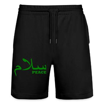 frieden - Stanley/Stella Unisex Bio Joggingshorts Trainer  - Schwarz - Vorne - Nik (191cm) & Marisol (170cm)