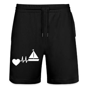Voile voile bateau voile bateau pouls - Short de jogging bio TRAINER Stanley/Stella unisexe - noir - Devant - Nik (191cm) & Marisol (170cm)