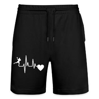 Handball EKG Herzschlag Handballspieler Handballer - Stanley/Stella Unisex Bio Joggingshorts Trainer  - Schwarz - Vorne - Nik (191cm) & Marisol (170cm)