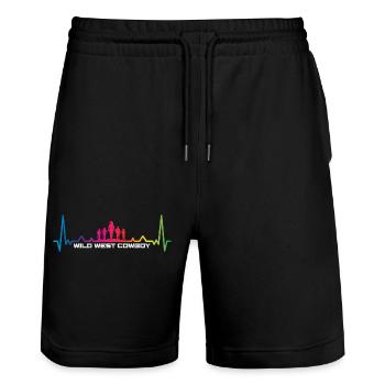 cowboy heartbeat- Cowboy Western Texas - Stanley/Stella Trainer Unisex Organic Jogging Shorts - black - Front - Nik (191cm) & Marisol (170cm)