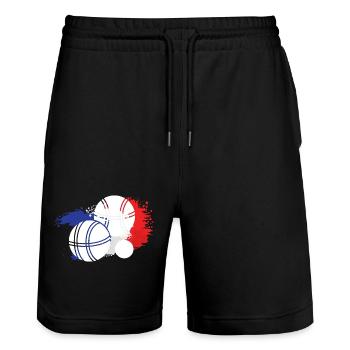 Pétanque - Stanley/Stella Trainer Unisex Organic Jogging Shorts - black - Front - Nik (191cm) & Marisol (170cm)