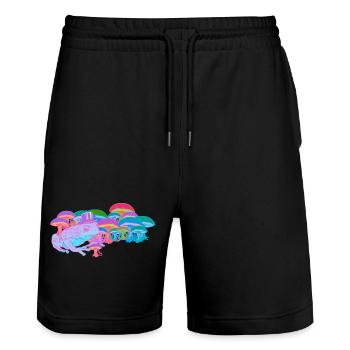 Nature naturelle Intoxication Champignon Grenouille Chaman High - Short de jogging bio TRAINER Stanley/Stella unisexe - noir - Devant - Nik (191cm) & Marisol (170cm)