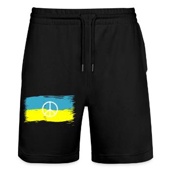 peace sign peace sign symbols - Stanley/Stella Trainer Unisex Organic Jogging Shorts - black - Front - Nik (191cm) & Marisol (170cm)