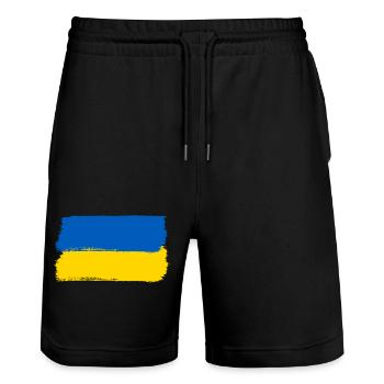 Ukraine Flag Brushstyle - Stanley/Stella Trainer Unisex Organic Jogging Shorts - black - Front - Nik (191cm) & Marisol (170cm)