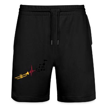 Notes Heartbeat Trompette - Short de jogging bio TRAINER Stanley/Stella unisexe - noir - Devant - Nik (191cm) & Marisol (170cm)