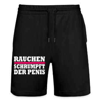 rauchen schrumpft der penis - Stanley/Stella Unisex Bio Joggingshorts Trainer  - Schwarz - Vorne - Nik (191cm) & Marisol (170cm)