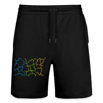 Floor Cracks Pattern Colorful - Stanley/Stella Trainer Unisex Organic Jogging Shorts - black - Front - Nik (191cm) & Marisol (170cm)