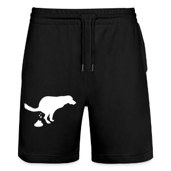 Screaming dog pooping dog - Stanley/Stella Trainer Unisex Organic Jogging Shorts - black - Front - Nik (191cm) & Marisol (170cm)