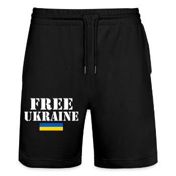 Free ukraine - Short de jogging bio TRAINER Stanley/Stella unisexe - noir - Devant - Nik (191cm) & Marisol (170cm)