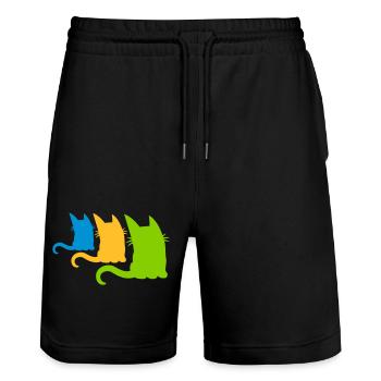 3 bunte kleine Katzen - Stanley/Stella Unisex Bio Joggingshorts Trainer  - Schwarz - Vorne - Nik (191cm) & Marisol (170cm)