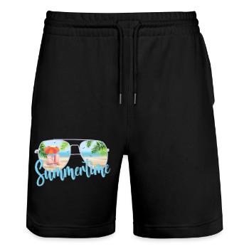 Summertime - Stanley/Stella Unisex Bio Joggingshorts Trainer  - Schwarz - Vorne - Nik (191cm) & Marisol (170cm)