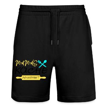 Mamas Küche 24h - Stanley/Stella Unisex Bio Joggingshorts Trainer  - Schwarz - Vorne - Nik (191cm) & Marisol (170cm)