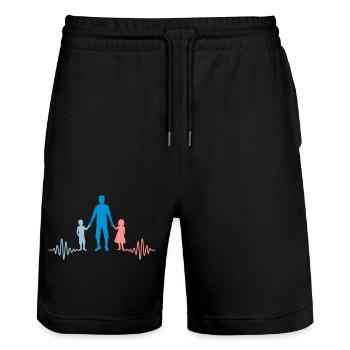 Pulse 2 Kids Dad - Stanley/Stella Trainer Unisex Organic Jogging Shorts - black - Front - Nik (191cm) & Marisol (170cm)
