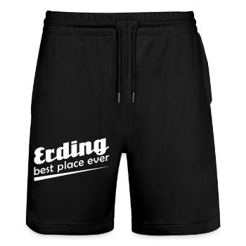 Erding - Stadt best place ever - Stanley/Stella Unisex Bio Joggingshorts Trainer  - Schwarz - Vorne - Nik (191cm) & Marisol (170cm)