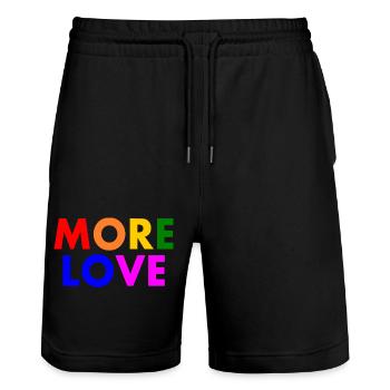More love - Stanley/Stella Trainer Unisex Organic Jogging Shorts - black - Front - Nik (191cm) & Marisol (170cm)