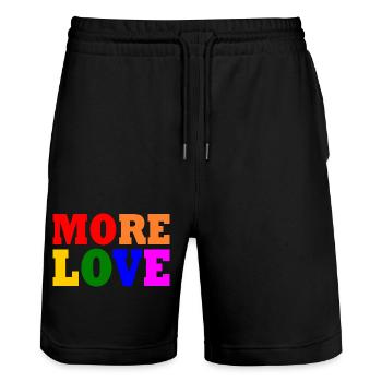 More love - Stanley/Stella Trainer Unisex Organic Jogging Shorts - black - Front - Nik (191cm) & Marisol (170cm)