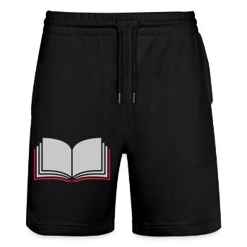 Lernen offenes Buch Seiten - Stanley/Stella Unisex Bio Joggingshorts Trainer  - Schwarz - Vorne - Nik (191cm) & Marisol (170cm)
