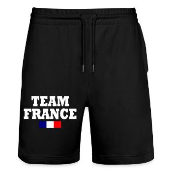 Team france - Stanley/Stella Trainer Unisex Organic Jogging Shorts - black - Front - Nik (191cm) & Marisol (170cm)