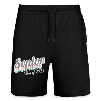 Senior Class Of 2023 Retro Graduation Party Gift - Stanley/Stella Trainer Unisex Organic Jogging Shorts - black - Front - Nik (191cm) & Marisol (170cm)