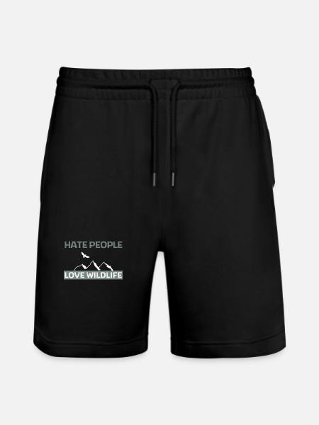 Hate people love wildlife - Stanley/Stella Trainer Unisex Organic Jogging Shorts - black