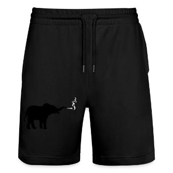 Smoking Elephant Joint Weed - Stanley/Stella Trainer Unisex Organic Jogging Shorts - black - Front - Nik (191cm) & Marisol (170cm)
