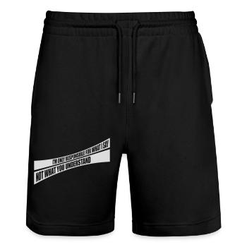 ce que je dis citation - Short de jogging bio TRAINER Stanley/Stella unisexe - noir - Devant - Nik (191cm) & Marisol (170cm)