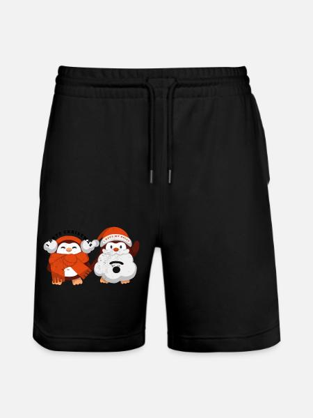 Christmas Penguin - Penguin Fan - Stanley/Stella Trainer Unisex Organic Jogging Shorts - black