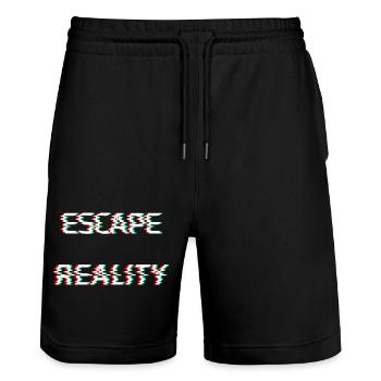 escape reality cyber futuristic dystopian glitch - Stanley/Stella Trainer Unisex Organic Jogging Shorts - black - Front - Nik (191cm) & Marisol (170cm)